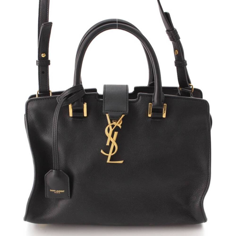 Saint Laurent Baby Cabas Leather Handbag Shoulder Bag Black